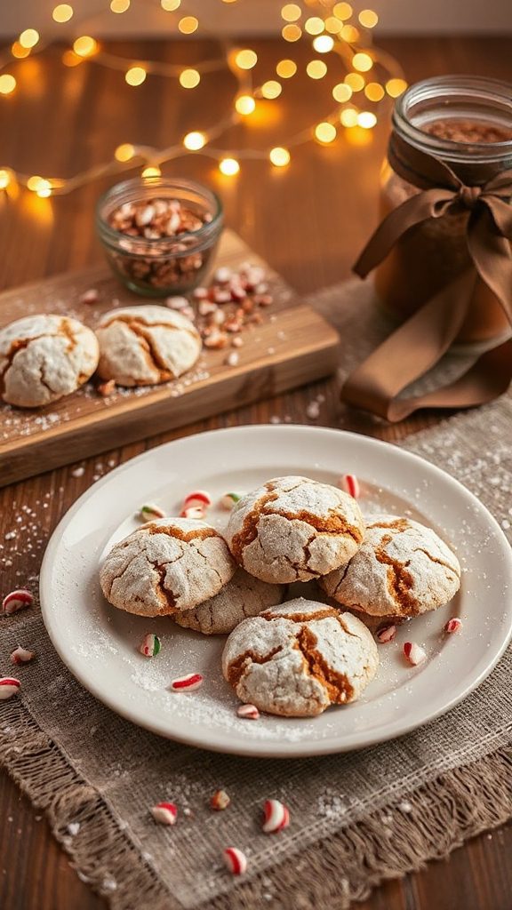 festive peppermint crinkle cookies