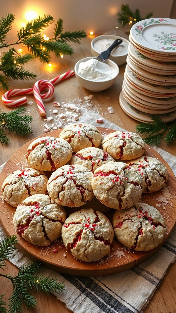 festive peppermint crinkle cookies