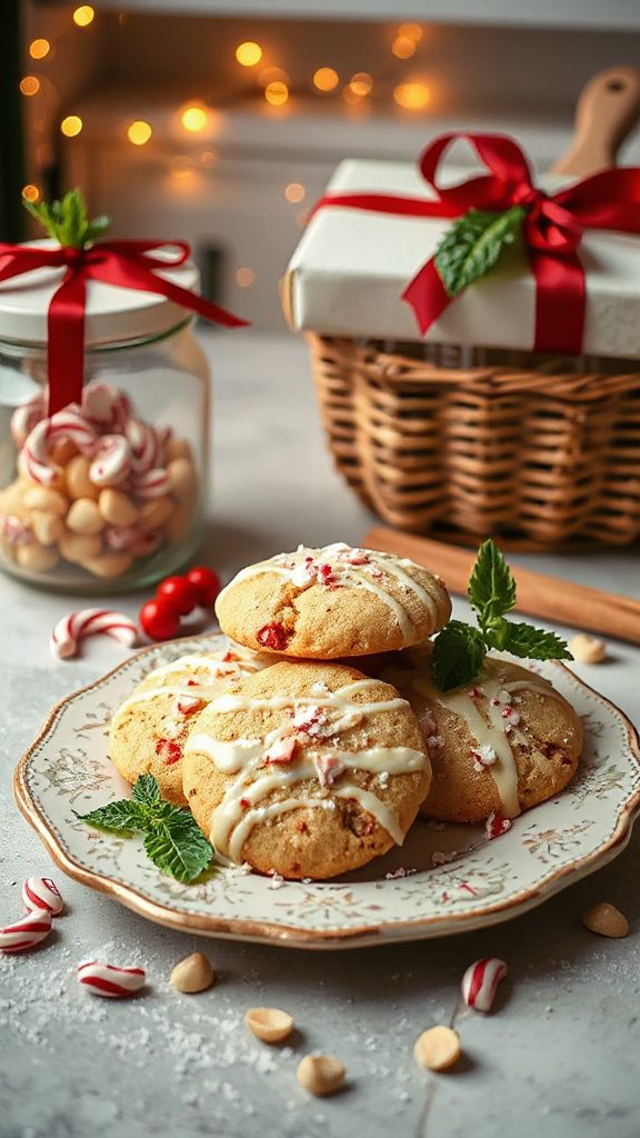 festive peppermint macadamia cookies