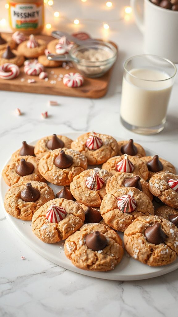 festive peppermint peanut butter cookies
