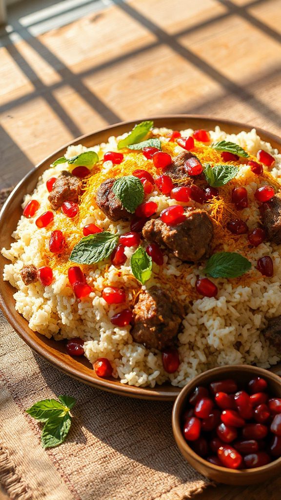 festive pomegranate mint pilaf
