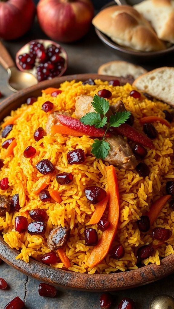 festive pomegranate rice dish festive pomegranate rice dish
