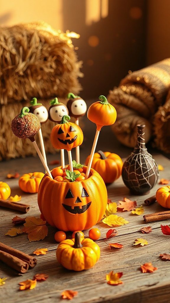 festive pumpkin cake pops