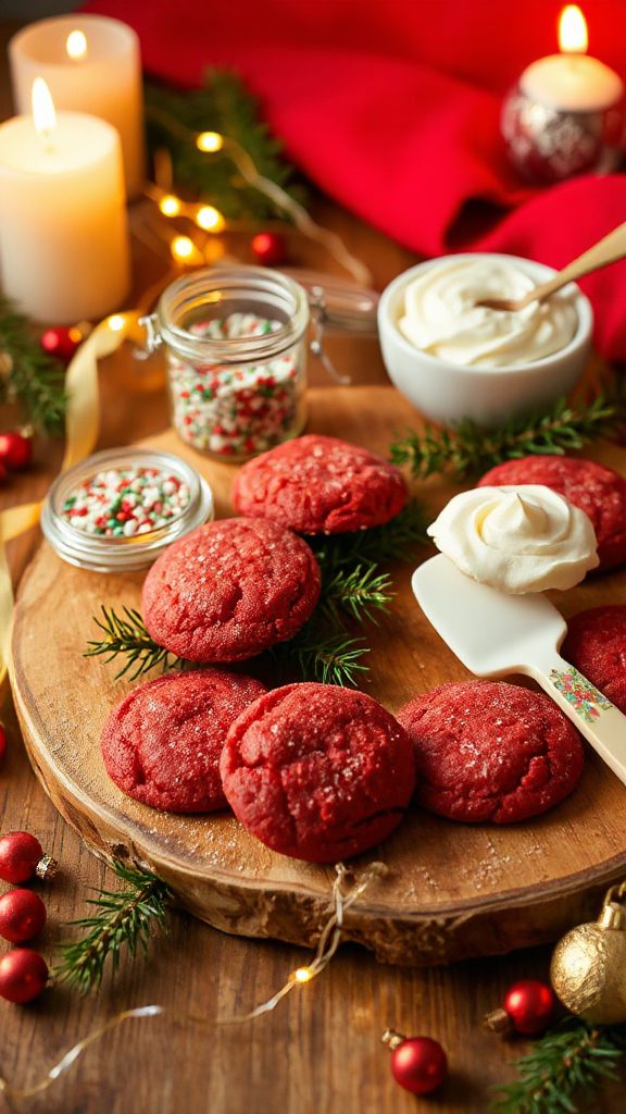 festive red velvet cookies