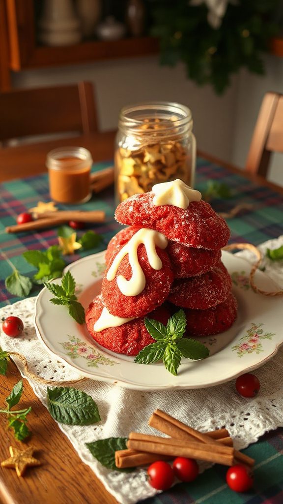 festive red velvet cookies