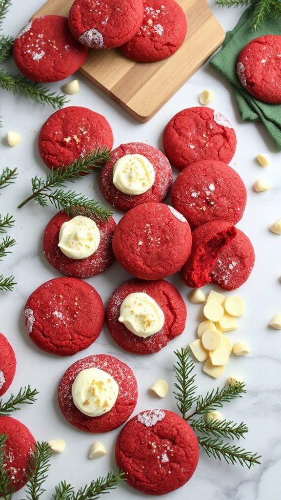 festive red velvet cookies