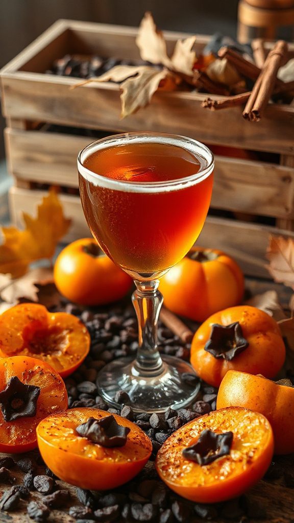 festive spiced persimmon cocktail