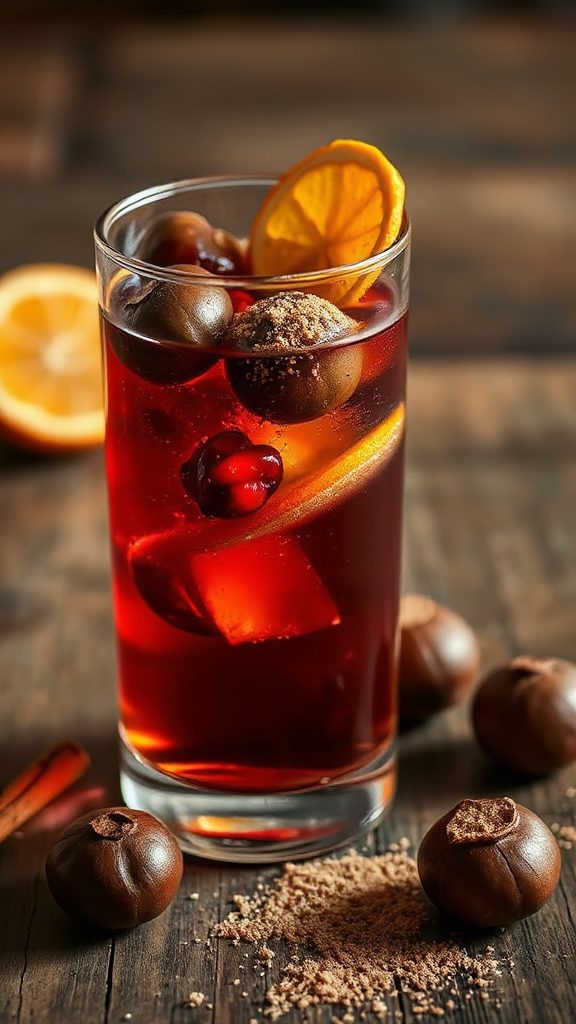festive whiskey chestnut cocktail
