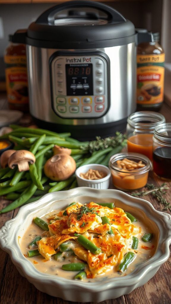 flavorful broth green bean casserole