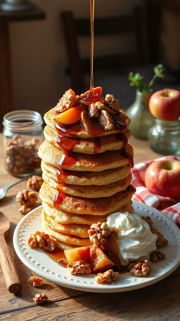 fluffy apple walnut pancakes