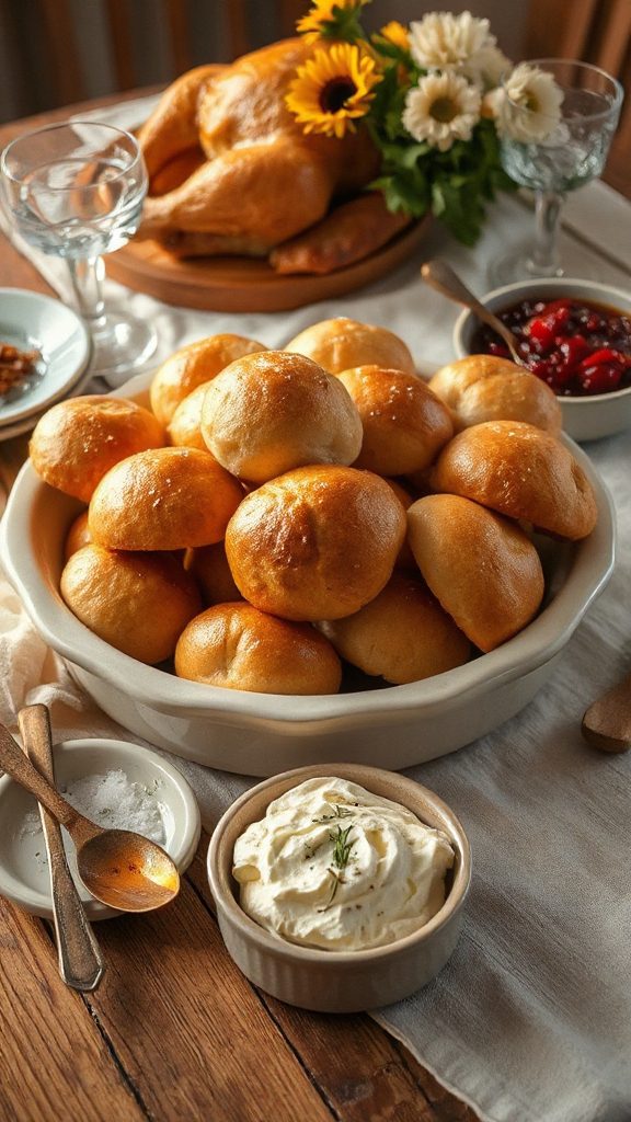 fluffy golden thanksgiving rolls