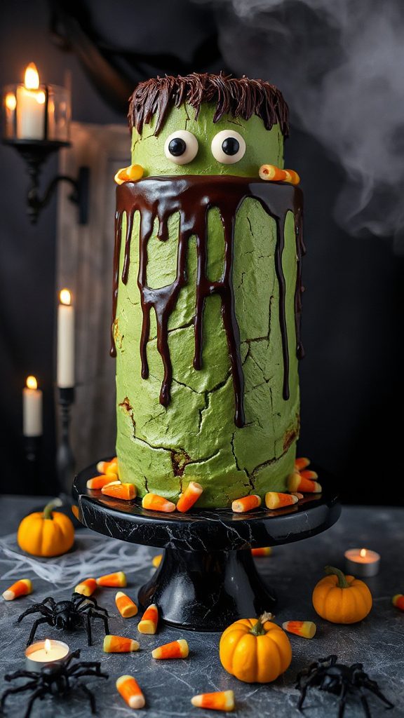 frankenstein themed halloween cake