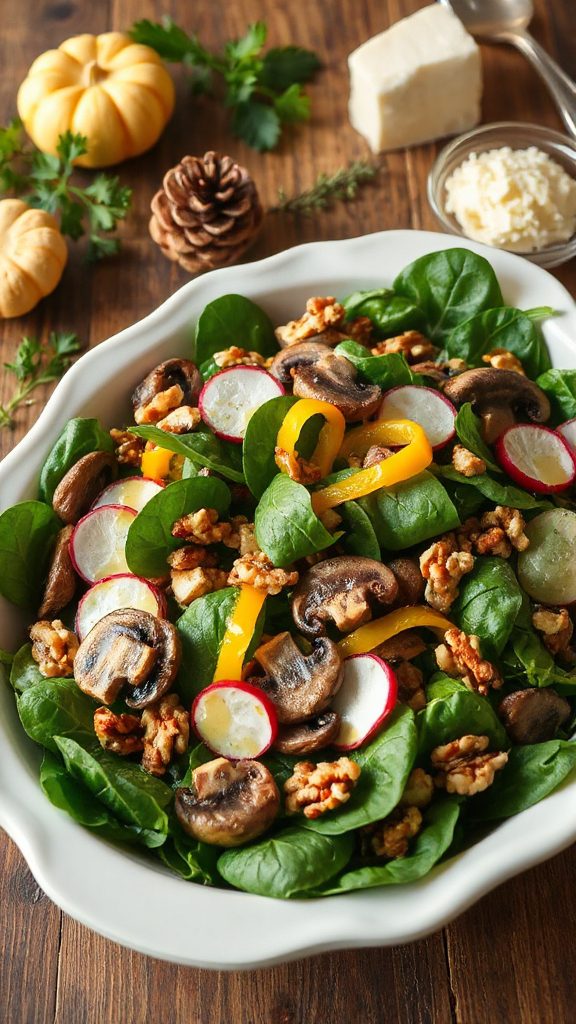 fresh spinach mushroom salad
