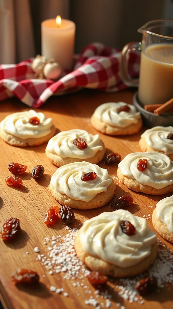 frosted rum raisin cookies