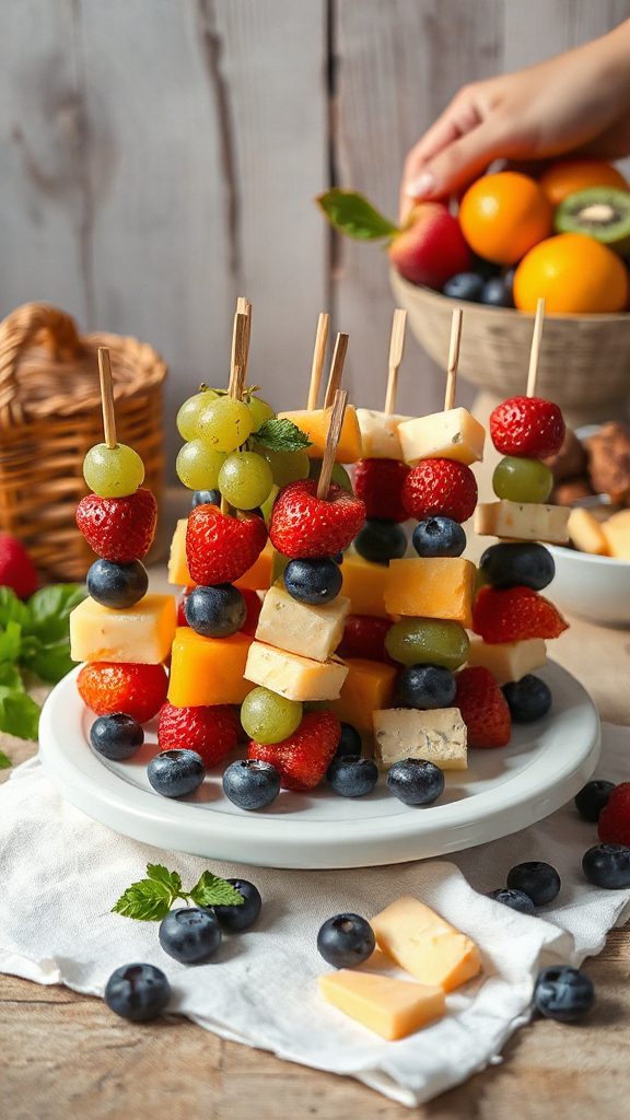 fruit and cheese skewers