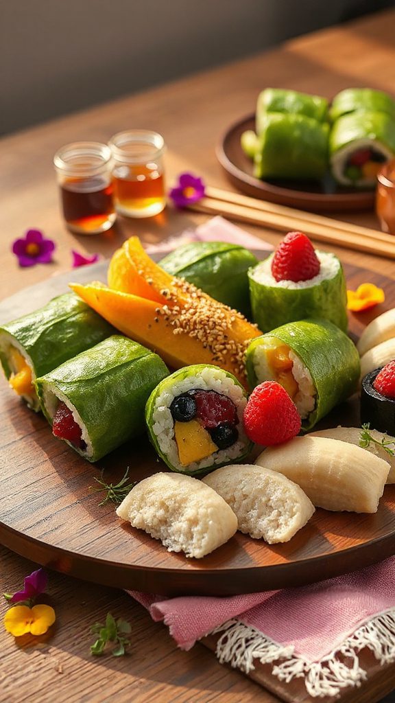 fruit filled sushi rolls