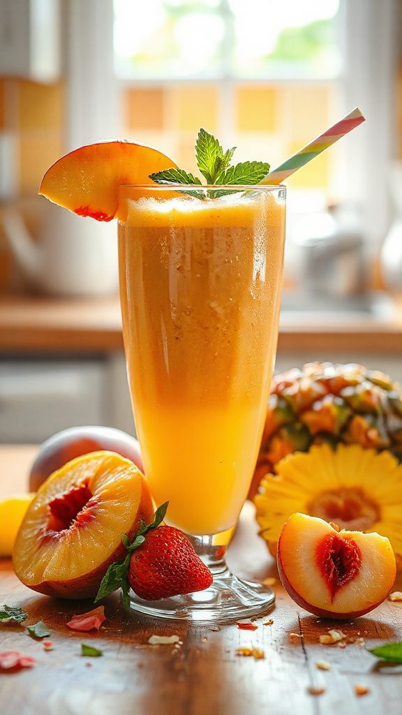 fruit packed peach smoothie