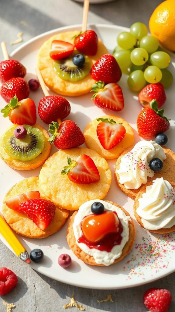 fruit pizzas on sticks
