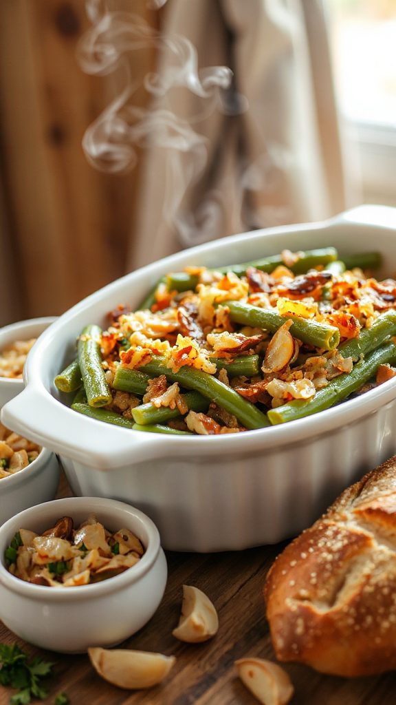 garlic enhances green bean casserole garlic enhances green bean casserole
