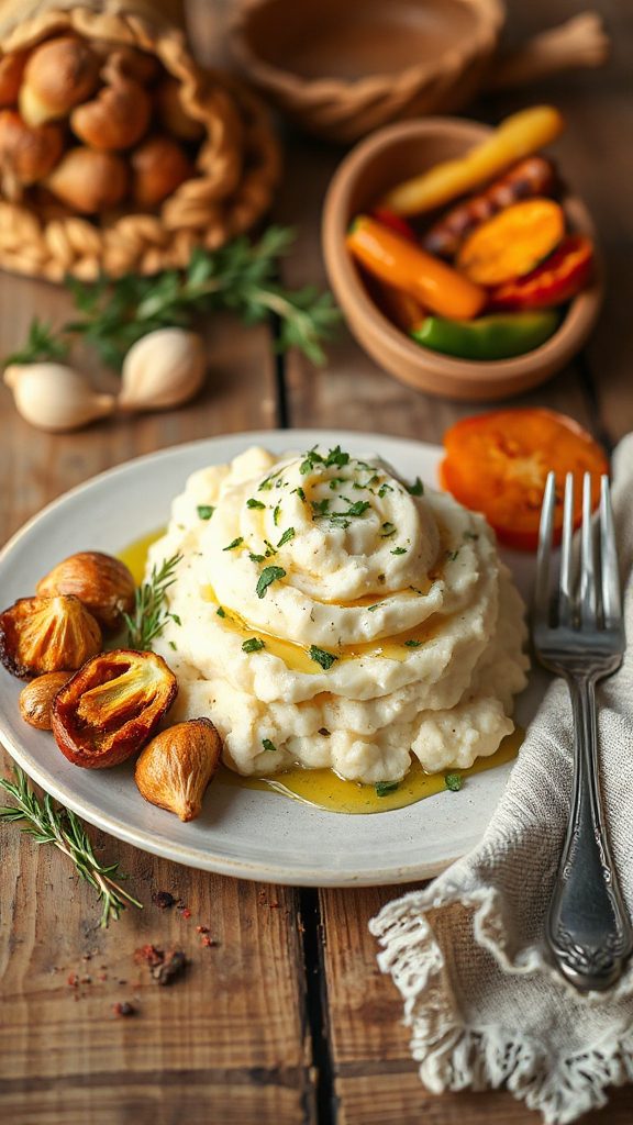 garlic herb cauliflower mash