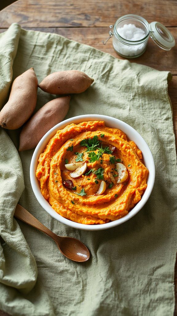 garlic herb sweet potato mash