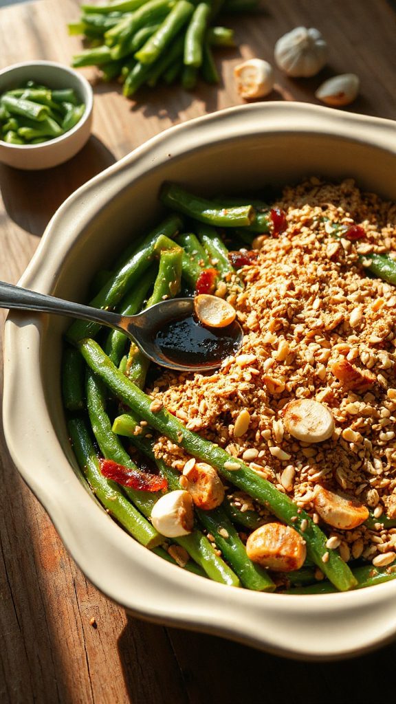 garlic sesame green bean casserole