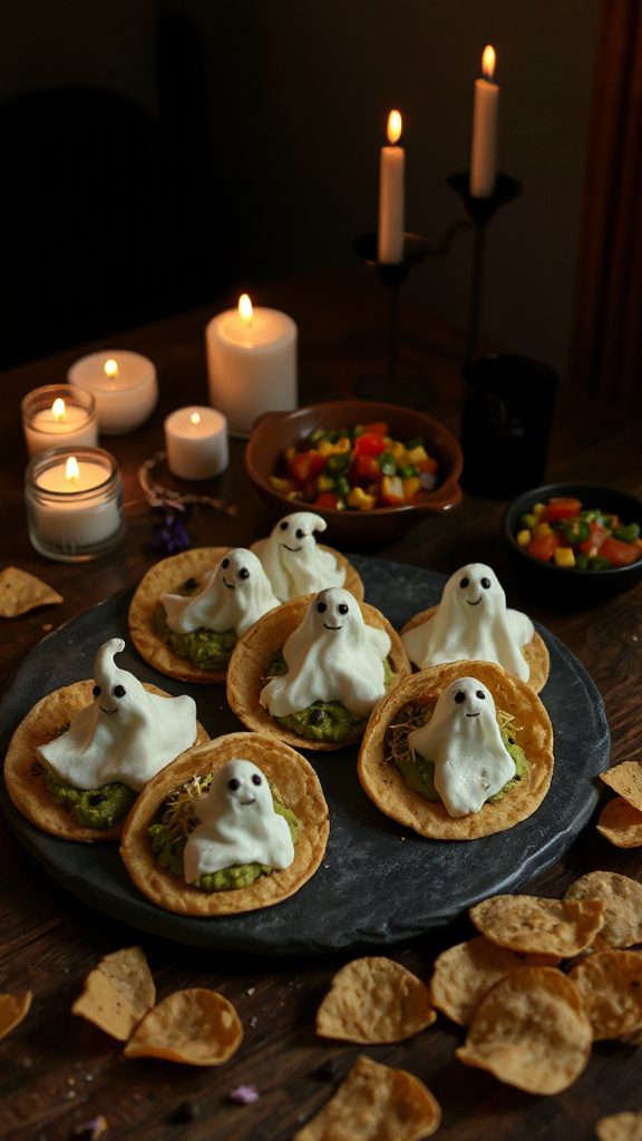 ghost shaped guacamole tacos