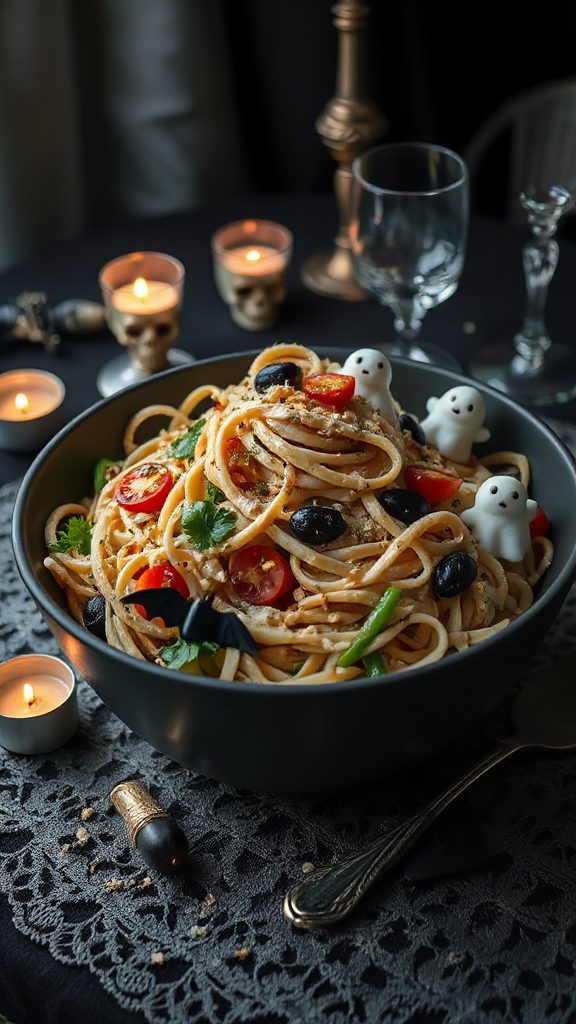 ghostly garlic pasta salad