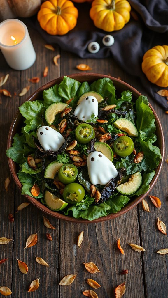 ghostly halloween green salad