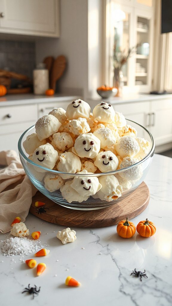 ghostly white chocolate popcorn