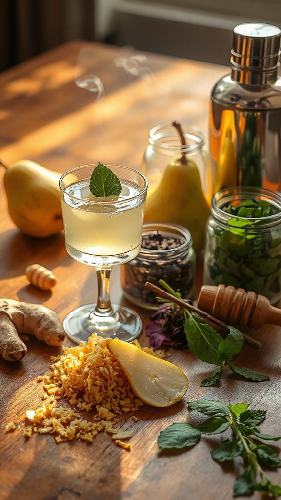 ginger basil pear cocktail