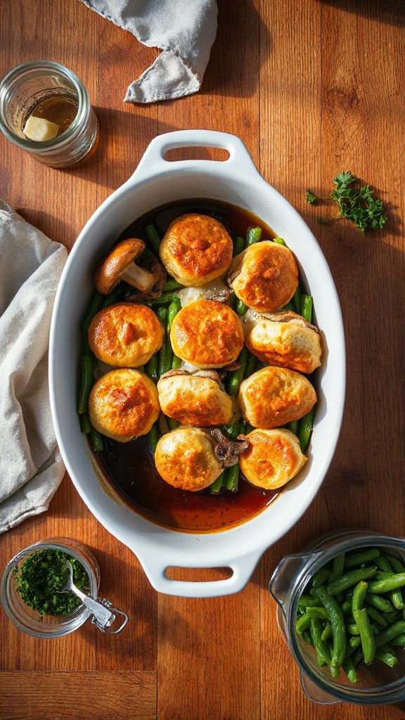 golden mushroom green bean bake