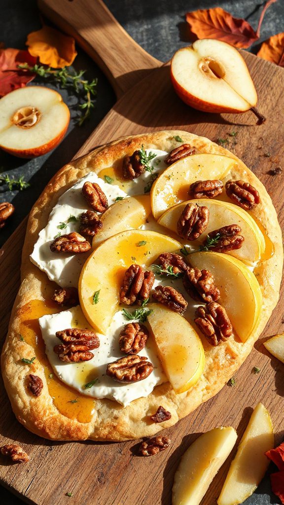 gourmet pear walnut flatbread