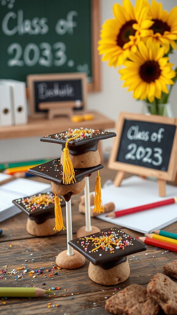 graduation themed cookie pops