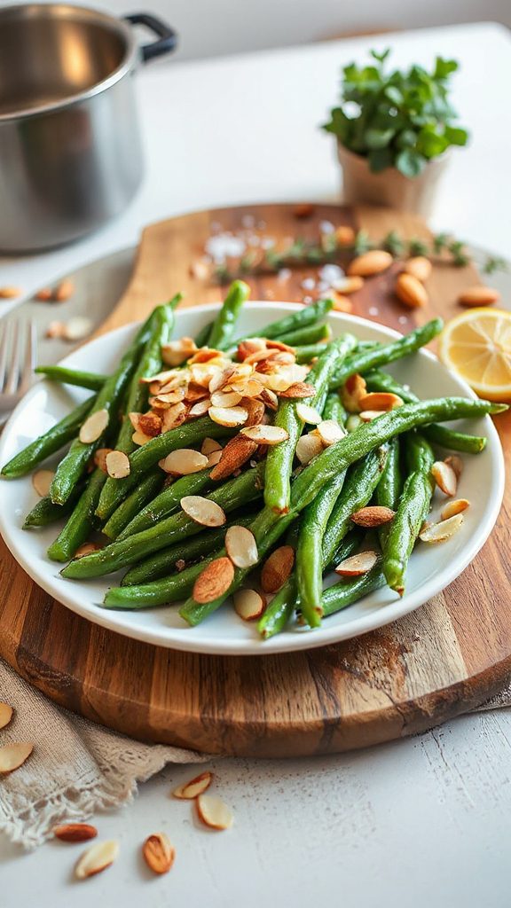 green beans with toasted almonds