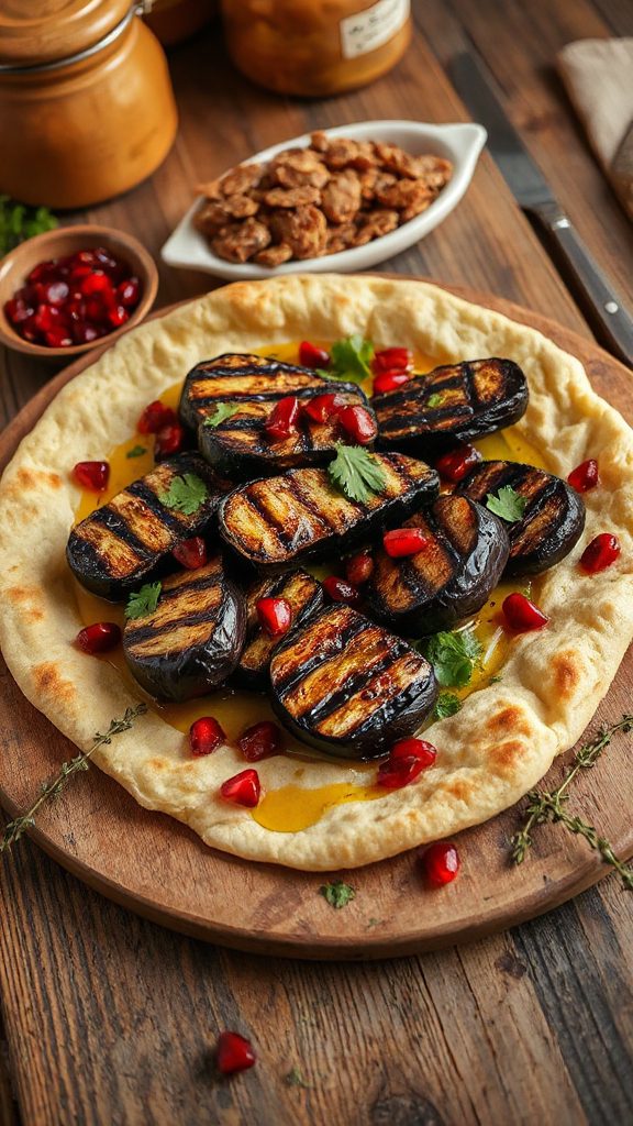 grilled eggplant flatbread dish