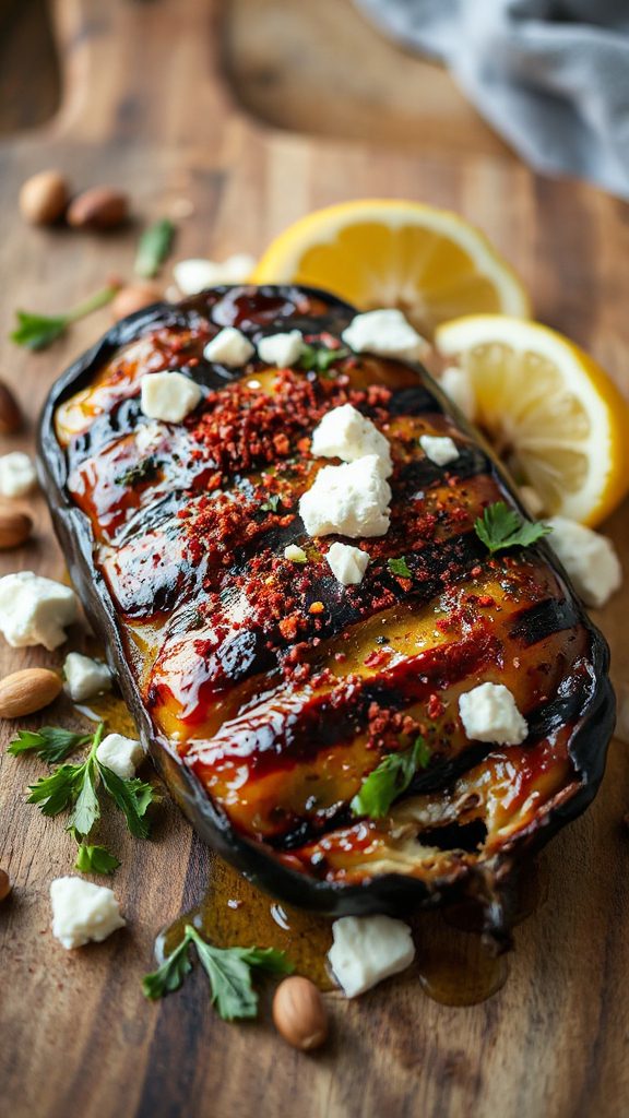 grilled eggplant with feta grilled eggplant with feta