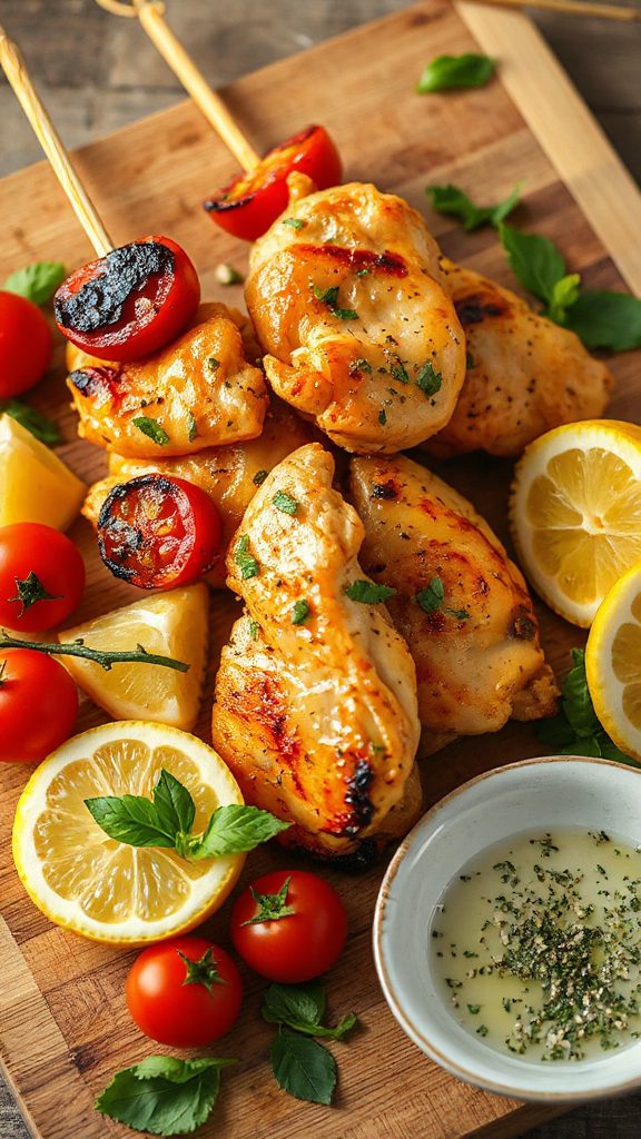 grilled lemon herb chicken skewers