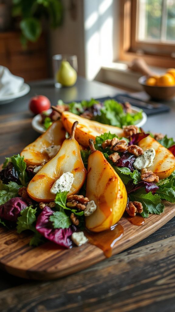 grilled pear gorgonzola salad