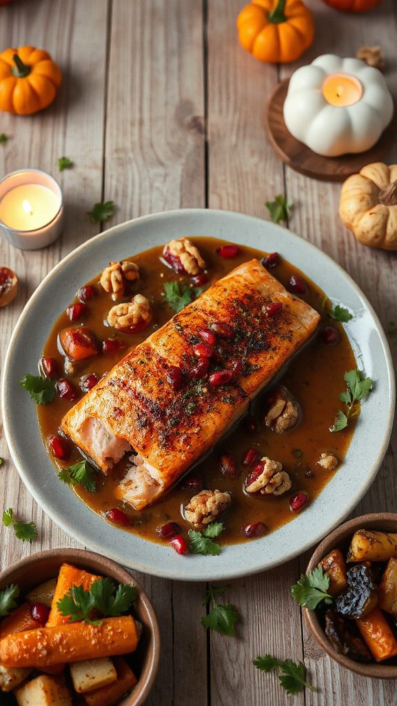 grilled salmon with fesenjan sauce