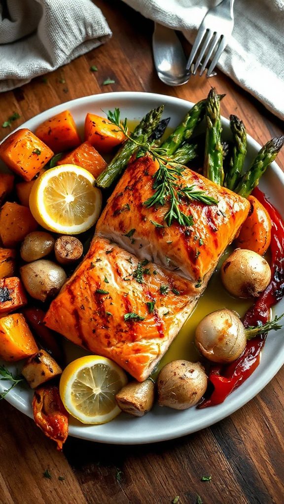 grilled salmon with lemon herbs