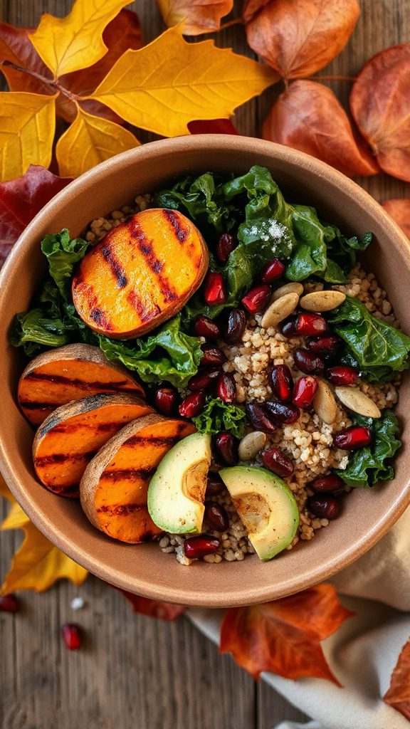 grilled sweet potato grain bowl