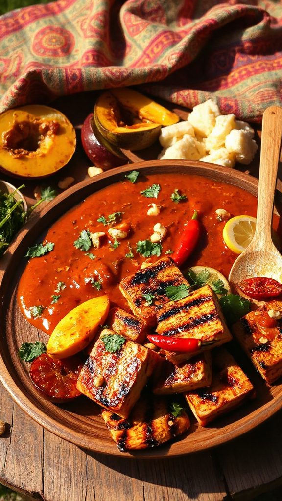 grilled tofu with palm sauce grilled tofu with palm sauce