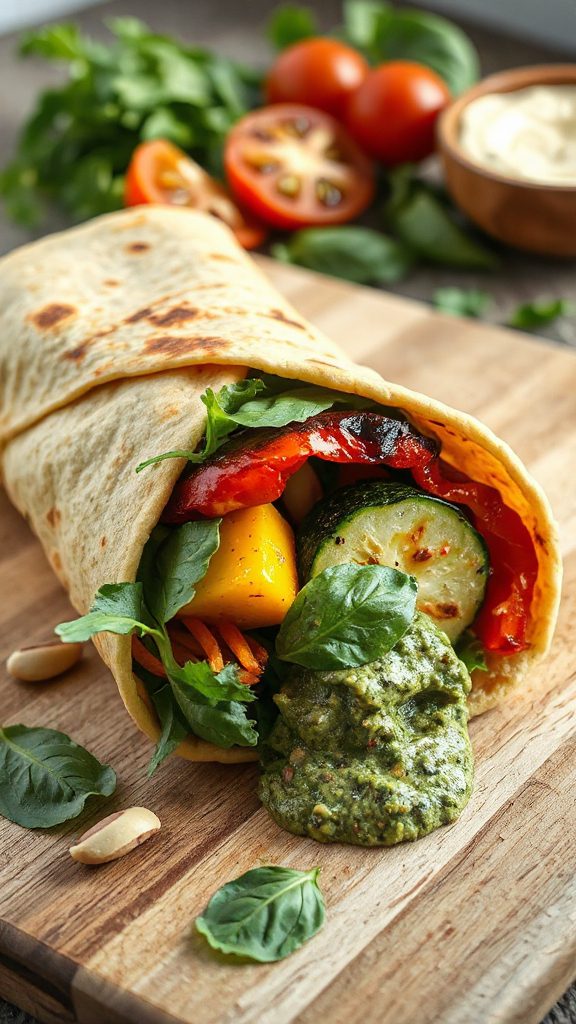 grilled veggie pesto wrap