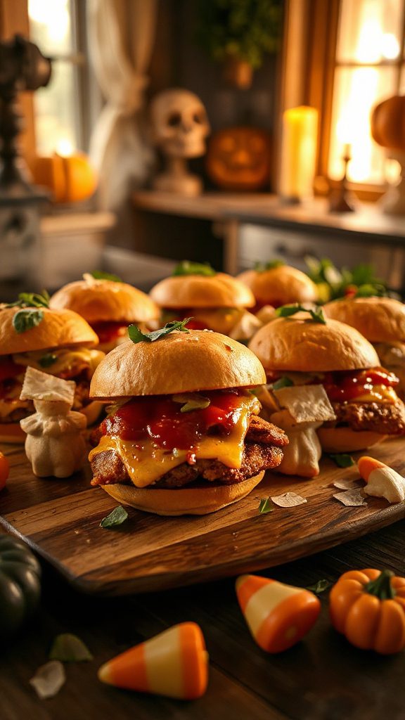 halloween chicken parm sliders