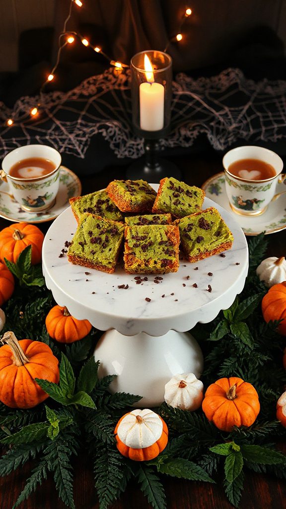 halloween matcha financier squares