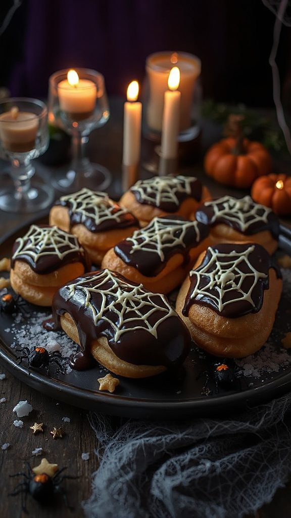 halloween spiderweb chocolate eclairs halloween spiderweb chocolate eclairs
