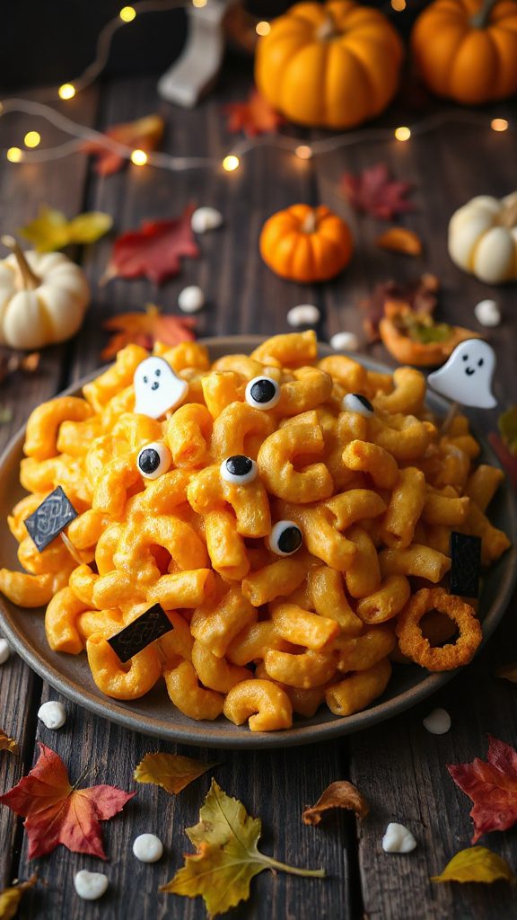 halloween themed creamy mac and cheese