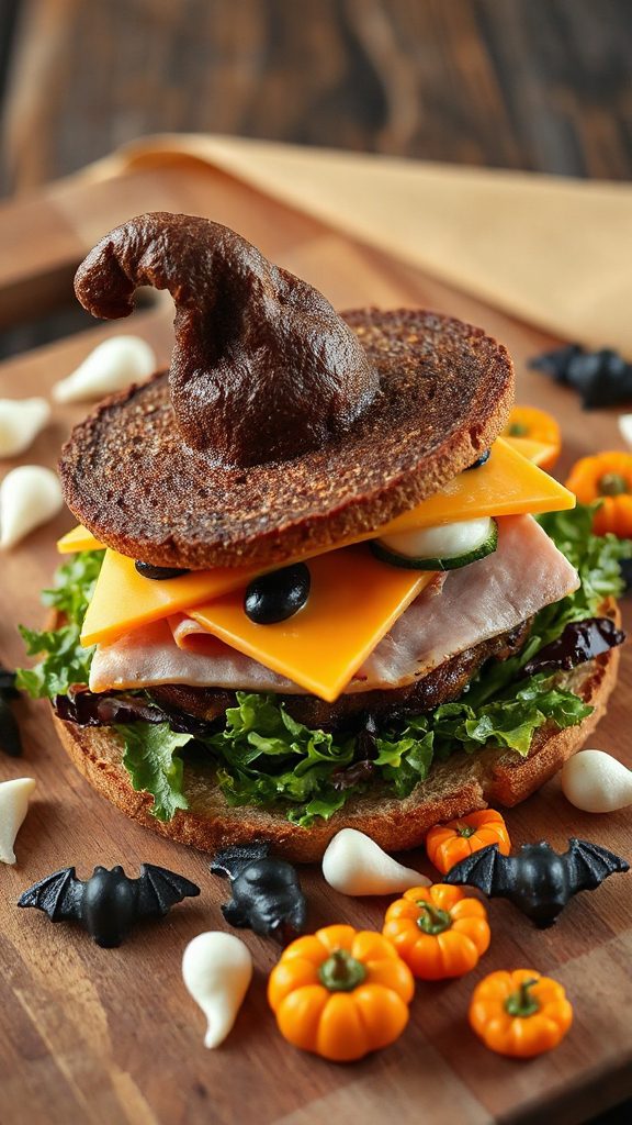 halloween themed ham sandwiches