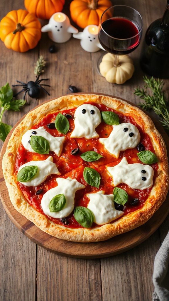 halloween themed margherita pizza